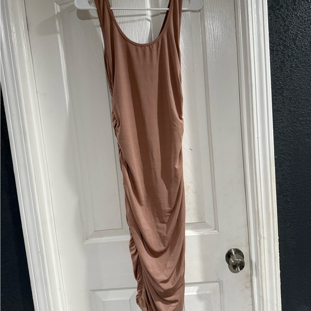 Etro Pink Ruched Midi Dress Scoop Neck